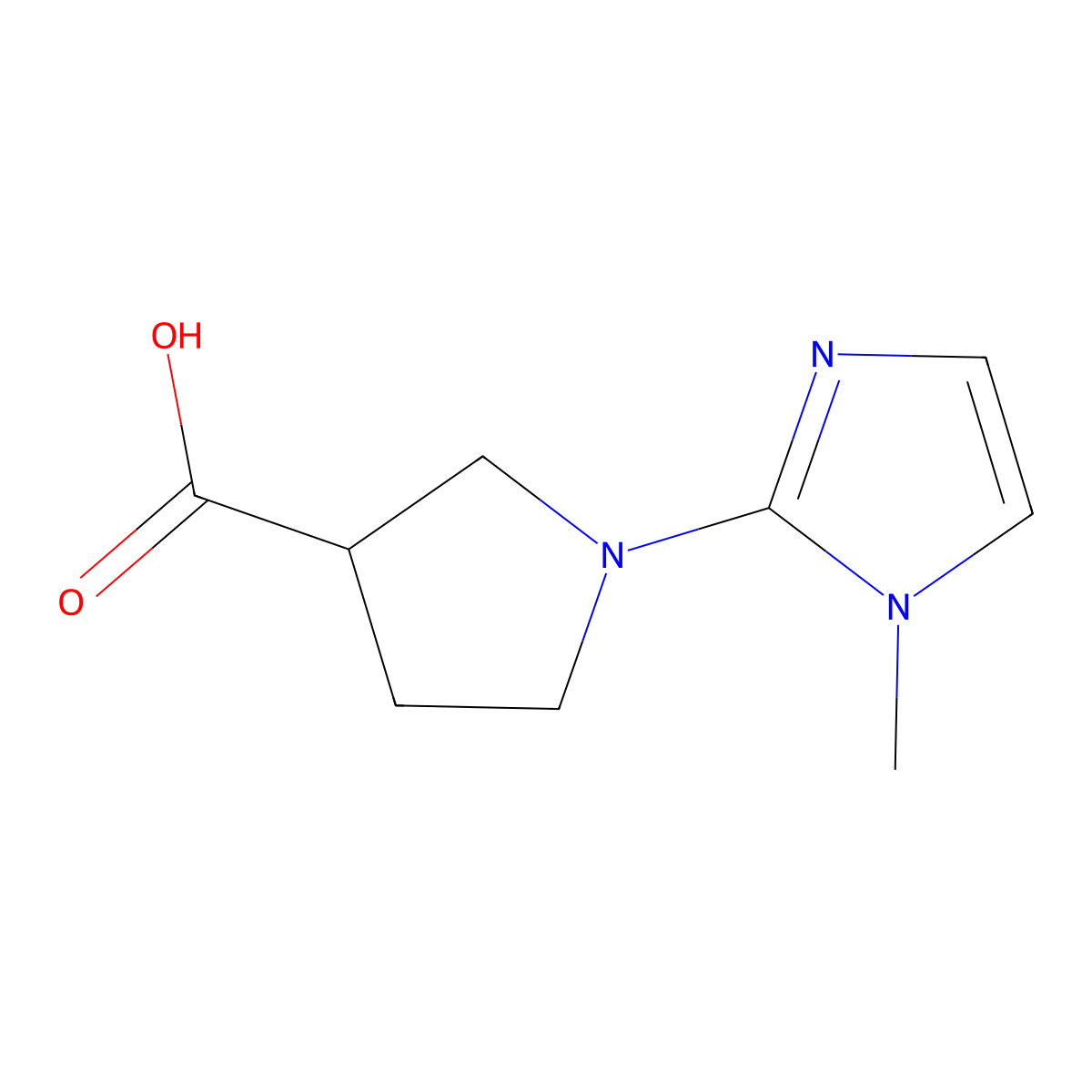 1-(1-methyl-1H-imidazol-2-yl)pyrrolidine-3-carboxylic acid molecular structure, CAS 1339565-89-7