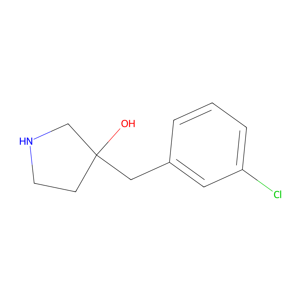 3-[(3-Chlorophenyl)methyl]pyrrolidin-3-ol molecular structure, CAS 1339565-99-9