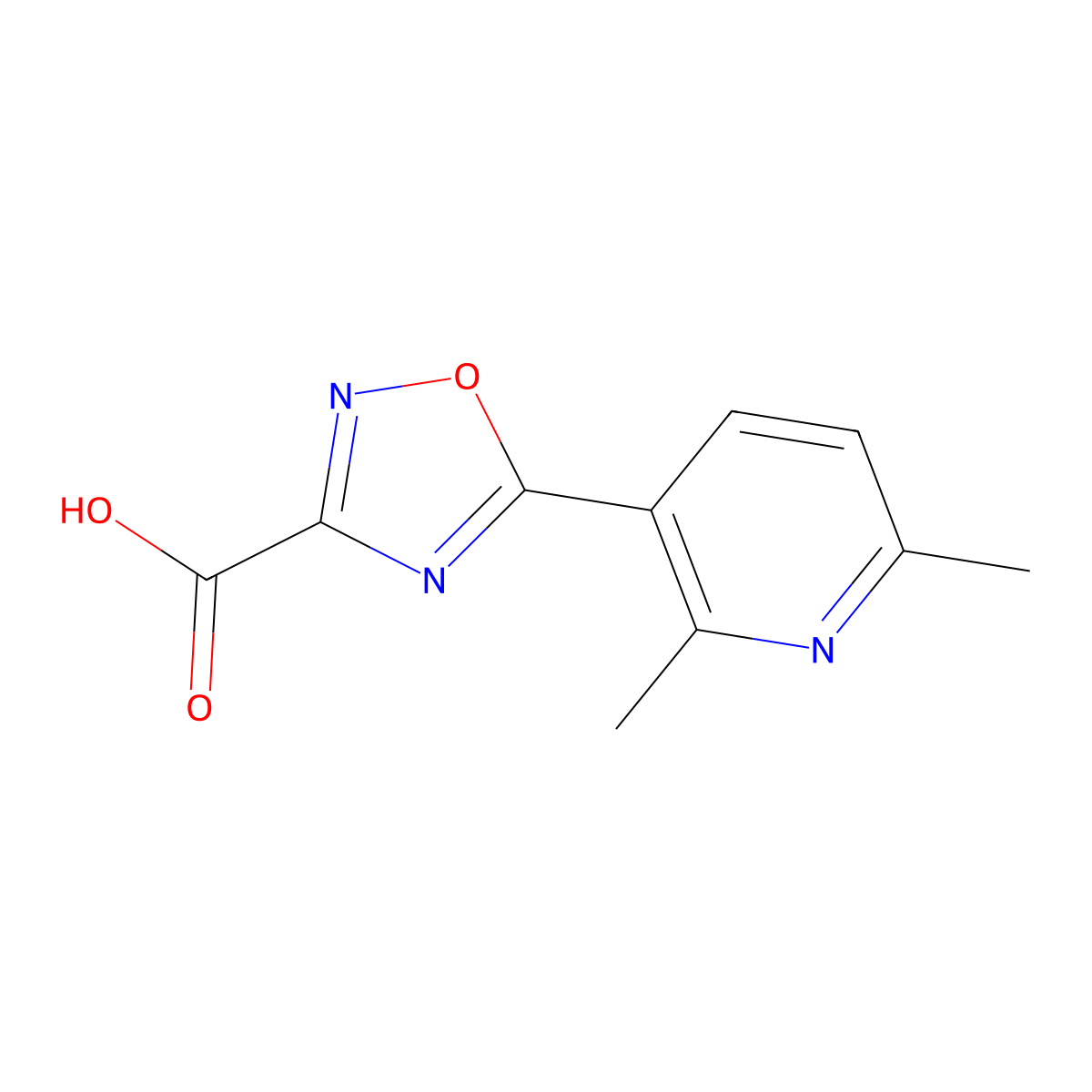 5-(2,6-Dimethylpyridin-3-yl)-1,2,4-oxadiazole-3-carboxylic acid molecular structure, CAS 1339566-75-4