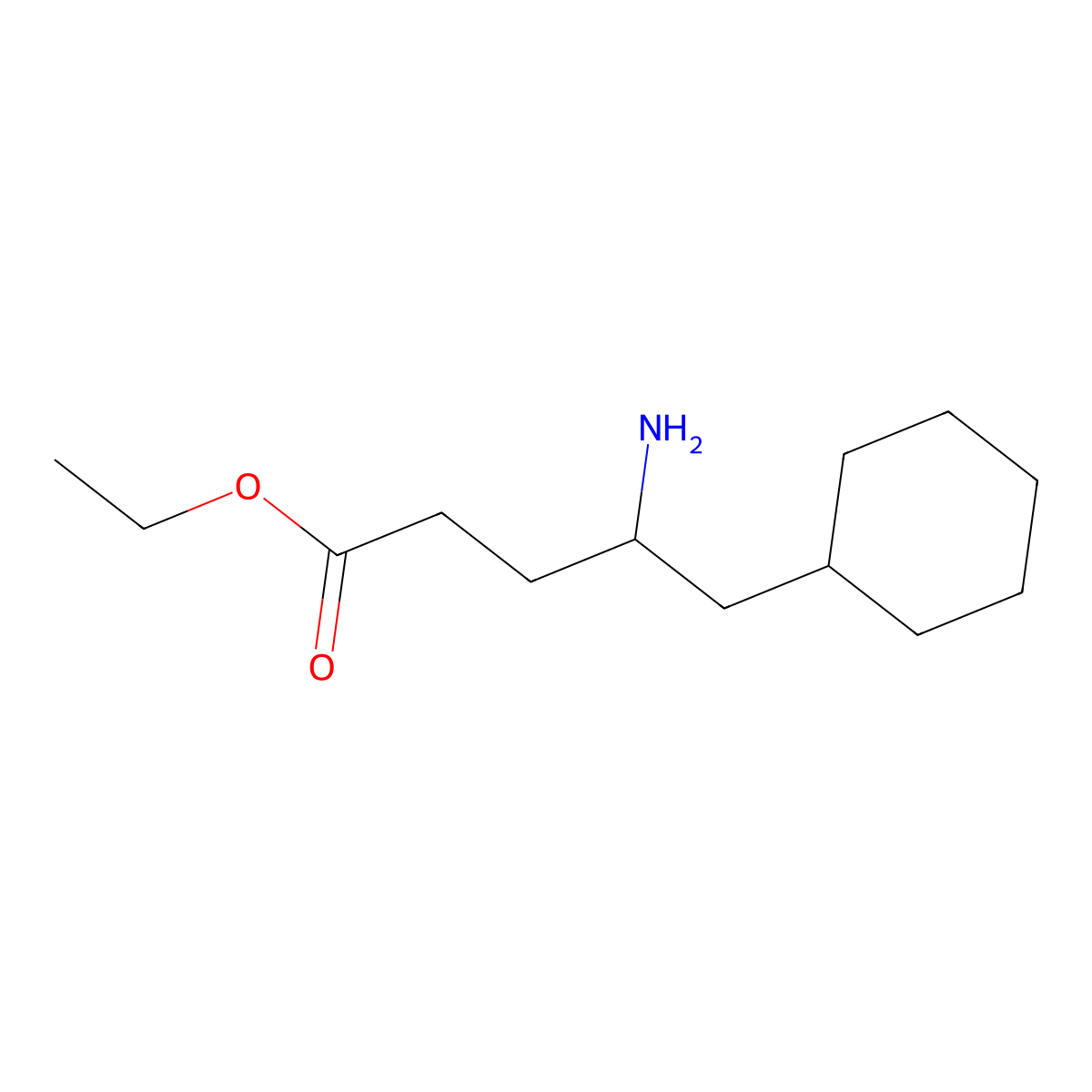 Ethyl 4-amino-5-cyclohexylpentanoate molecular structure, CAS 1339568-26-1