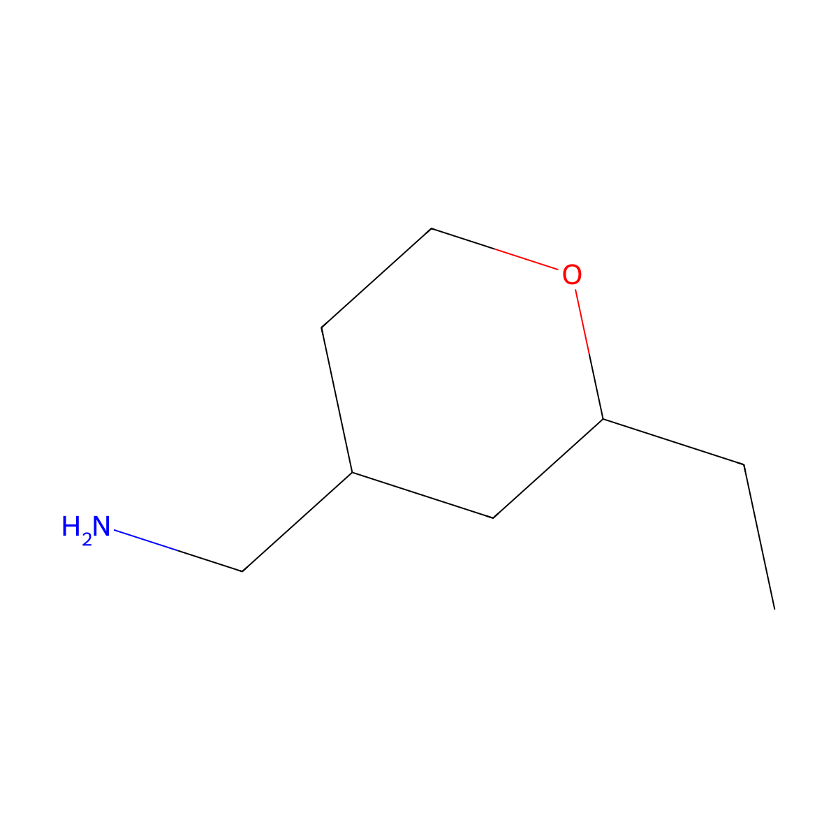 (2-Ethyltetrahydro-2h-pyran-4-yl)methanamine molecular structure, CAS 1339573-72-6