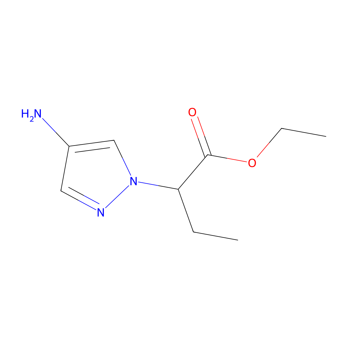 Ethyl 2-(4-amino-1h-pyrazol-1-yl)butanoate molecular structure, CAS 1339576-63-4