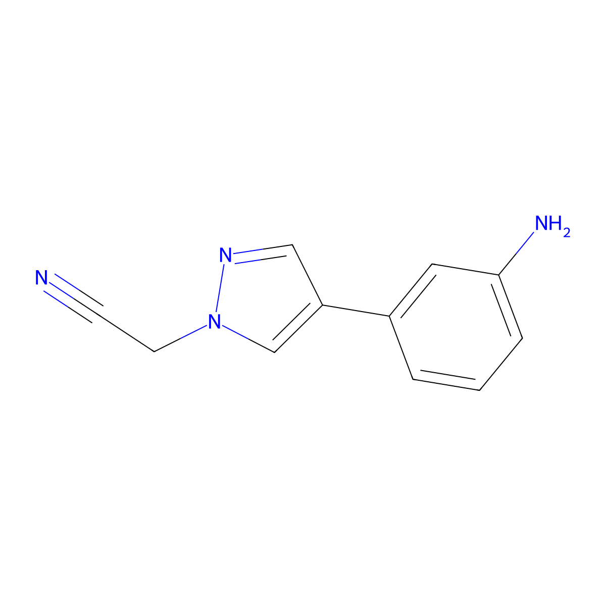 2-[4-(3-aminophenyl)-1H-pyrazol-1-yl]acetonitrile molecular structure, CAS 1339580-20-9