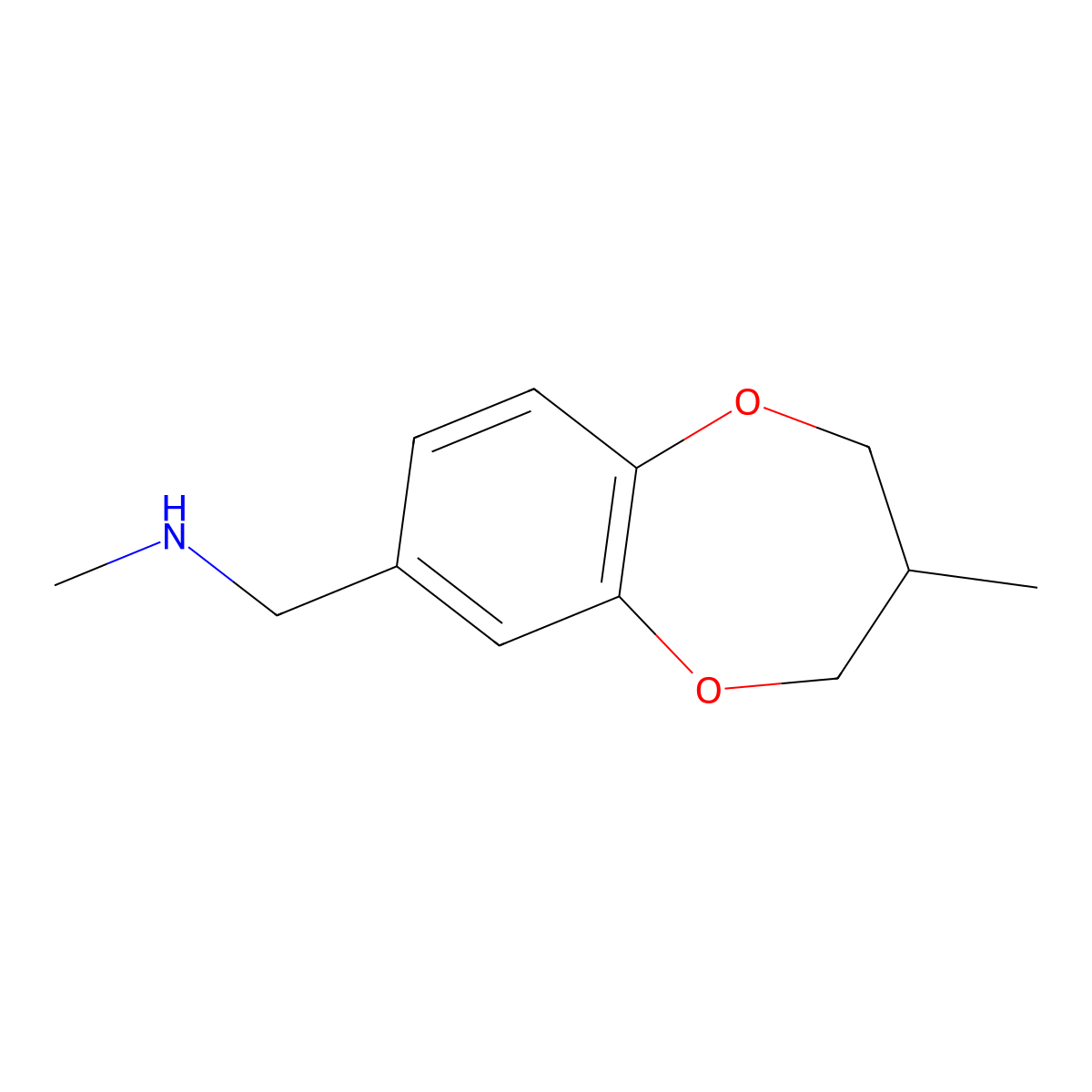 2H-1,5-Benzodioxepin-7-methanamine, 3,4-dihydro-N,3-dimethyl- molecular structure, CAS 1339580-65-2