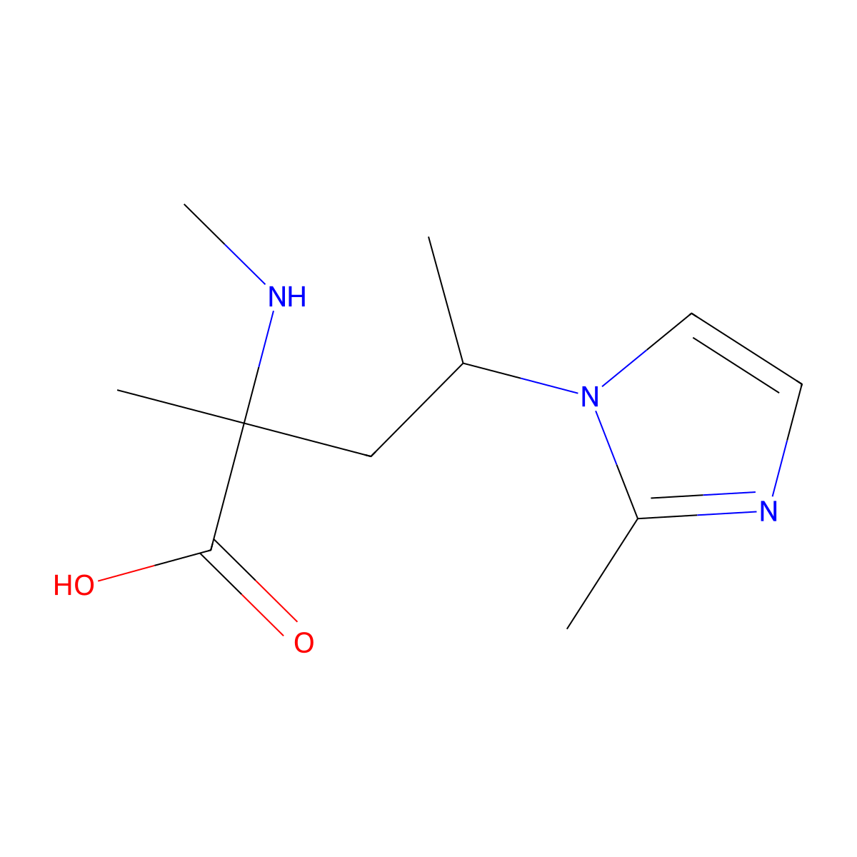 2-Methyl-4-(2-methyl-1h-imidazol-1-yl)-2-(methylamino)pentanoic acid molecular structure, CAS 1339585-47-5