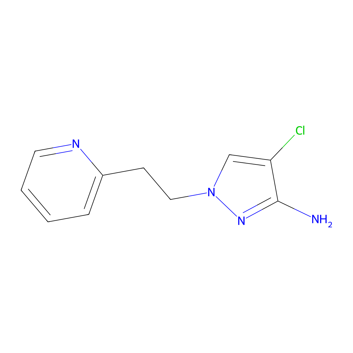 4-Chloro-1-(2-(pyridin-2-yl)ethyl)-1h-pyrazol-3-amine molecular structure, CAS 1339588-00-9