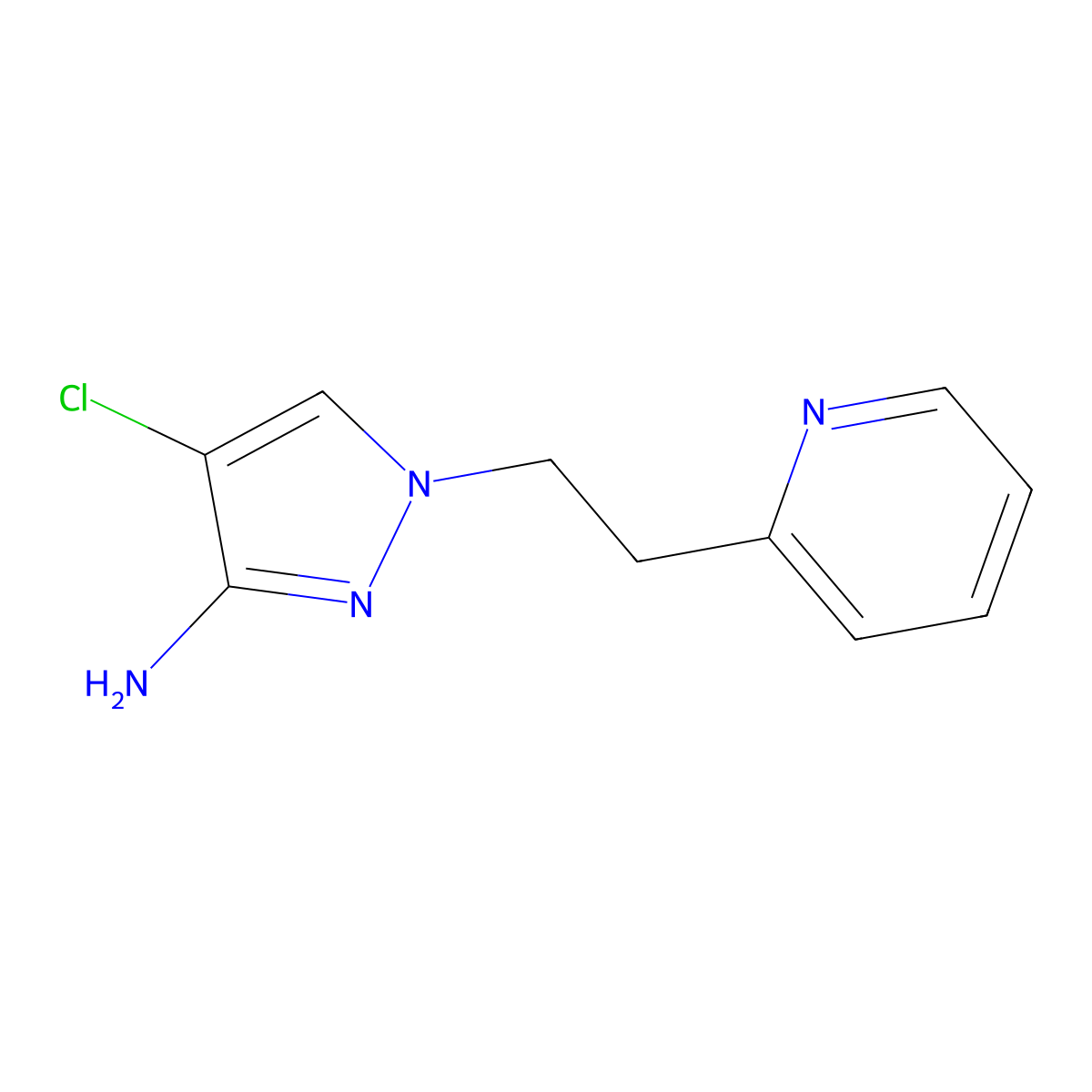 4-Chloro-1-(2-(pyridin-2-yl)ethyl)-1h-pyrazol-3-amine molecular structure, CAS 1339588-00-9
