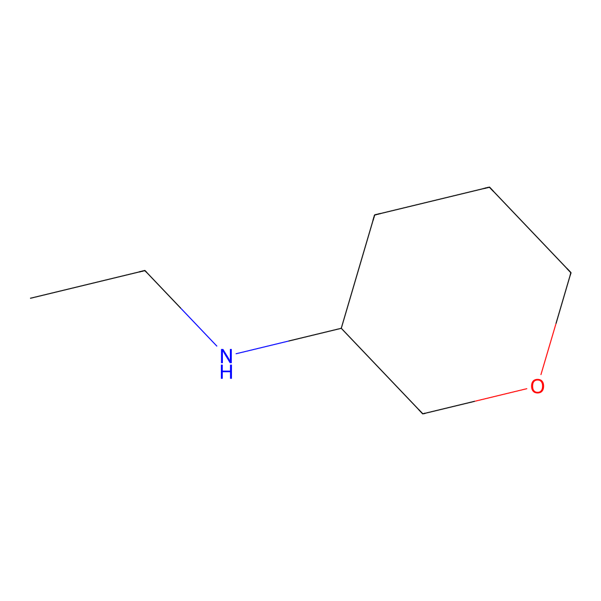 N-ethyloxan-3-amine molecular structure, CAS 1339588-55-4
