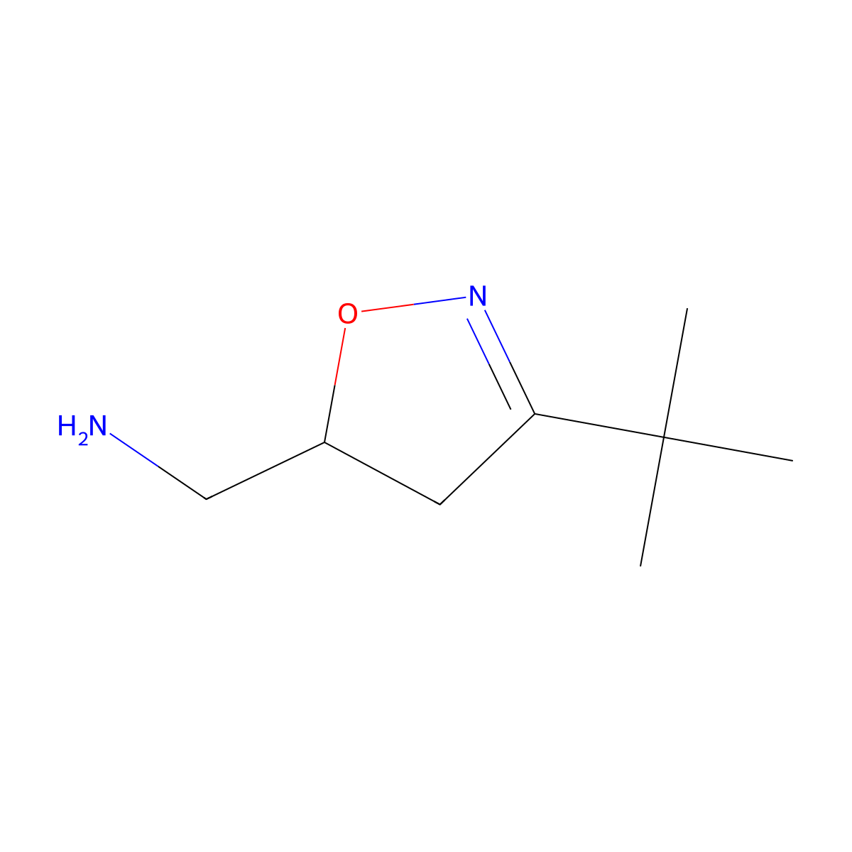 1-(3-Tert-butyl-4,5-dihydro-1,2-oxazol-5-yl)methanamine molecular structure, CAS 1339589-26-2