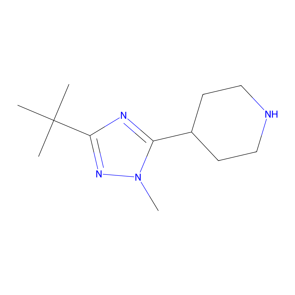 4-(3-tert-butyl-1-methyl-1H-1,2,4-triazol-5-yl)piperidine molecular structure, CAS 1339589-50-2