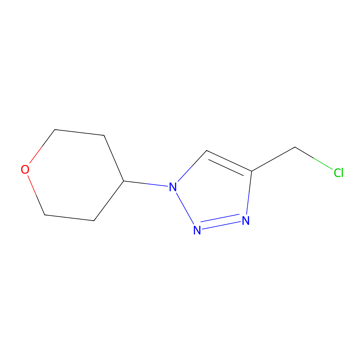 4-(chloromethyl)-1-(oxan-4-yl)-1H-1,2,3-triazole molecular structure, CAS 1339589-99-9