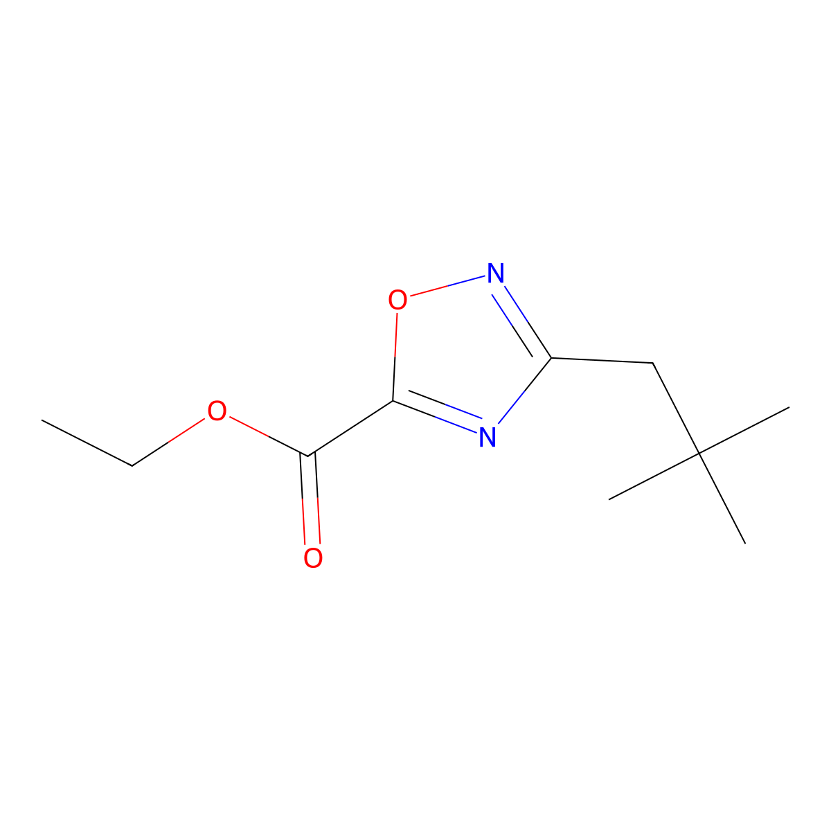 Ethyl 3-(2,2-dimethylpropyl)-1,2,4-oxadiazole-5-carboxylate molecular structure, CAS 1339591-58-0