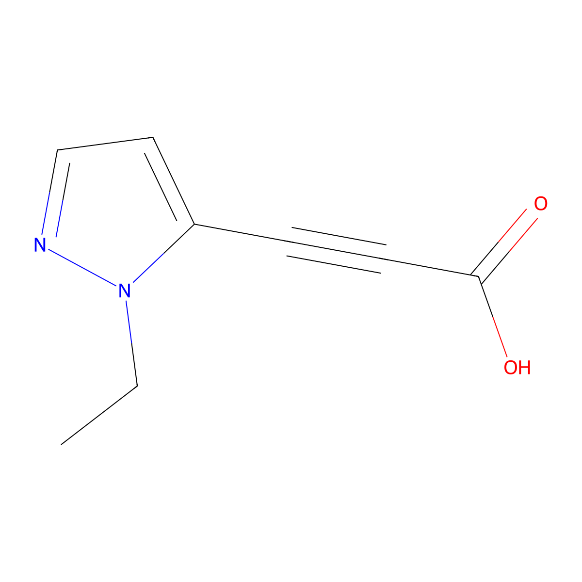 3-(1-ethyl-1H-pyrazol-5-yl)prop-2-ynoic acid molecular structure, CAS 1339592-66-3