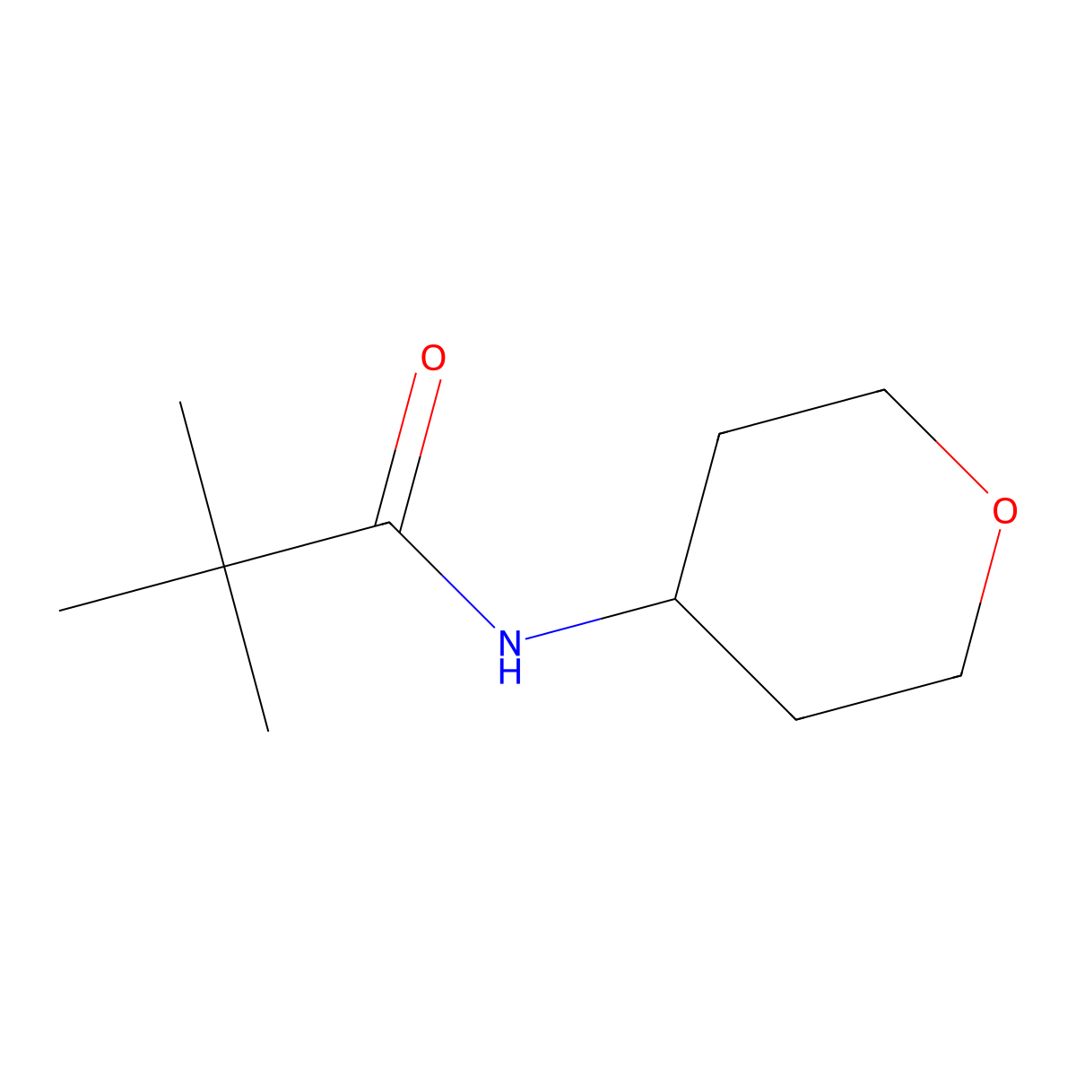 2,2-dimethyl-N-(oxan-4-yl)propanamide molecular structure, CAS 1339593-00-8