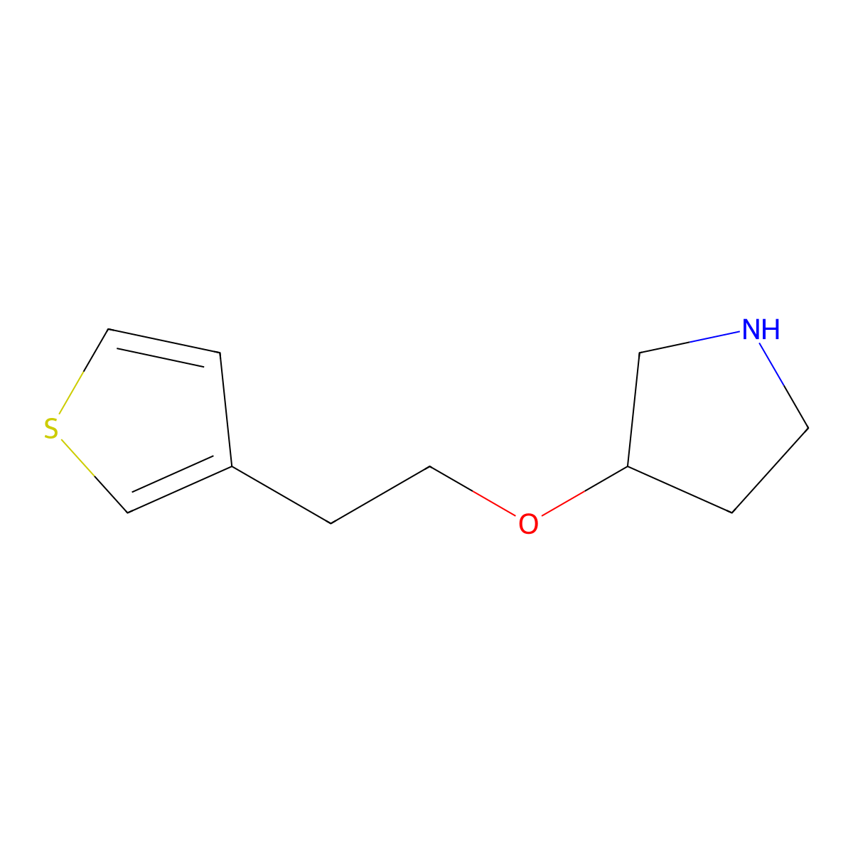 3-(2-(Thiophen-3-yl)ethoxy)pyrrolidine molecular structure, CAS 1339594-34-1