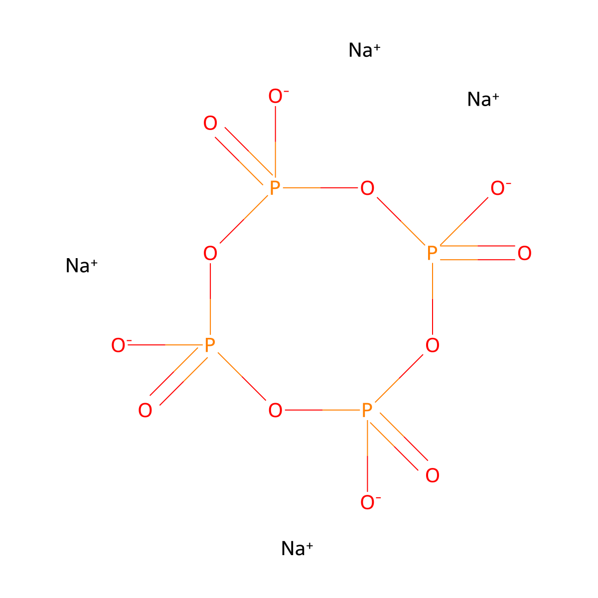 Sodium tetrametaphosphate molecular structure, CAS 13396-41-3