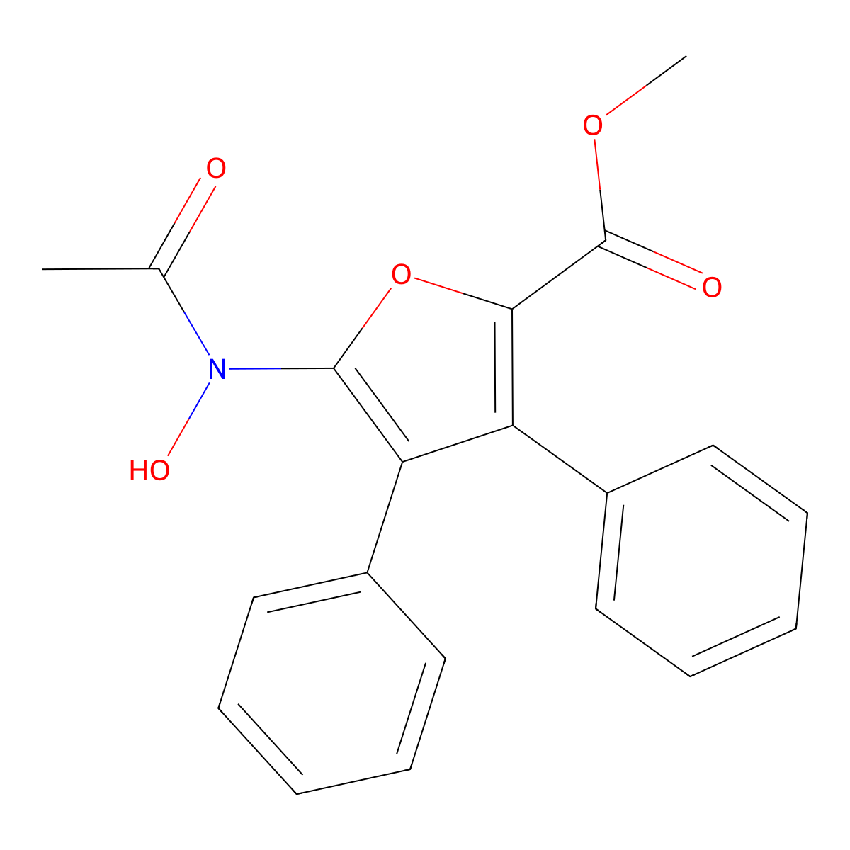 Methyl 3,4-diphenyl-N-hydroxy-5-acetylamino-2-furoate molecular structure, CAS 133960-22-2