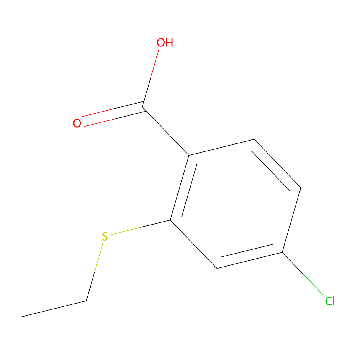 4-Chloro-2-(ethylsulfanyl)benzoic acid molecular structure, CAS 1339600-61-1