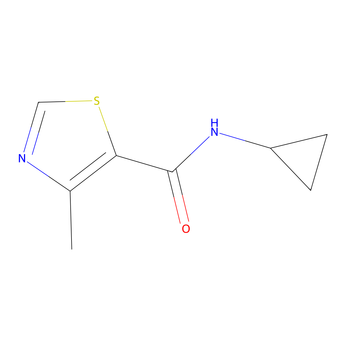 N-cyclopropyl-4-methyl-1,3-thiazole-5-carboxamide molecular structure, CAS 1339601-57-8