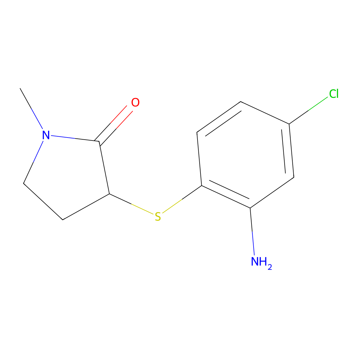 3-[(2-Amino-4-chlorophenyl)sulfanyl]-1-methylpyrrolidin-2-one molecular structure, CAS 1339603-01-8