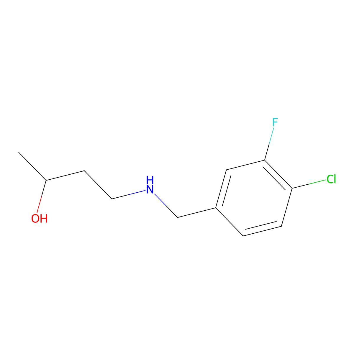 4-{[(4-Chloro-3-fluorophenyl)methyl]amino}butan-2-ol molecular structure, CAS 1339604-74-8