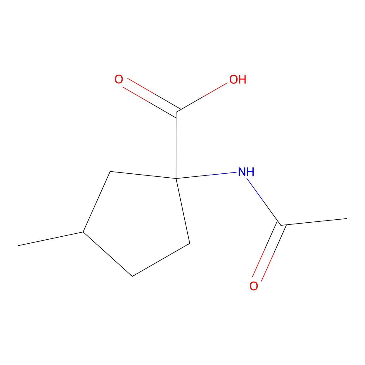 1-Acetamido-3-methylcyclopentane-1-carboxylic acid molecular structure, CAS 1339607-30-5