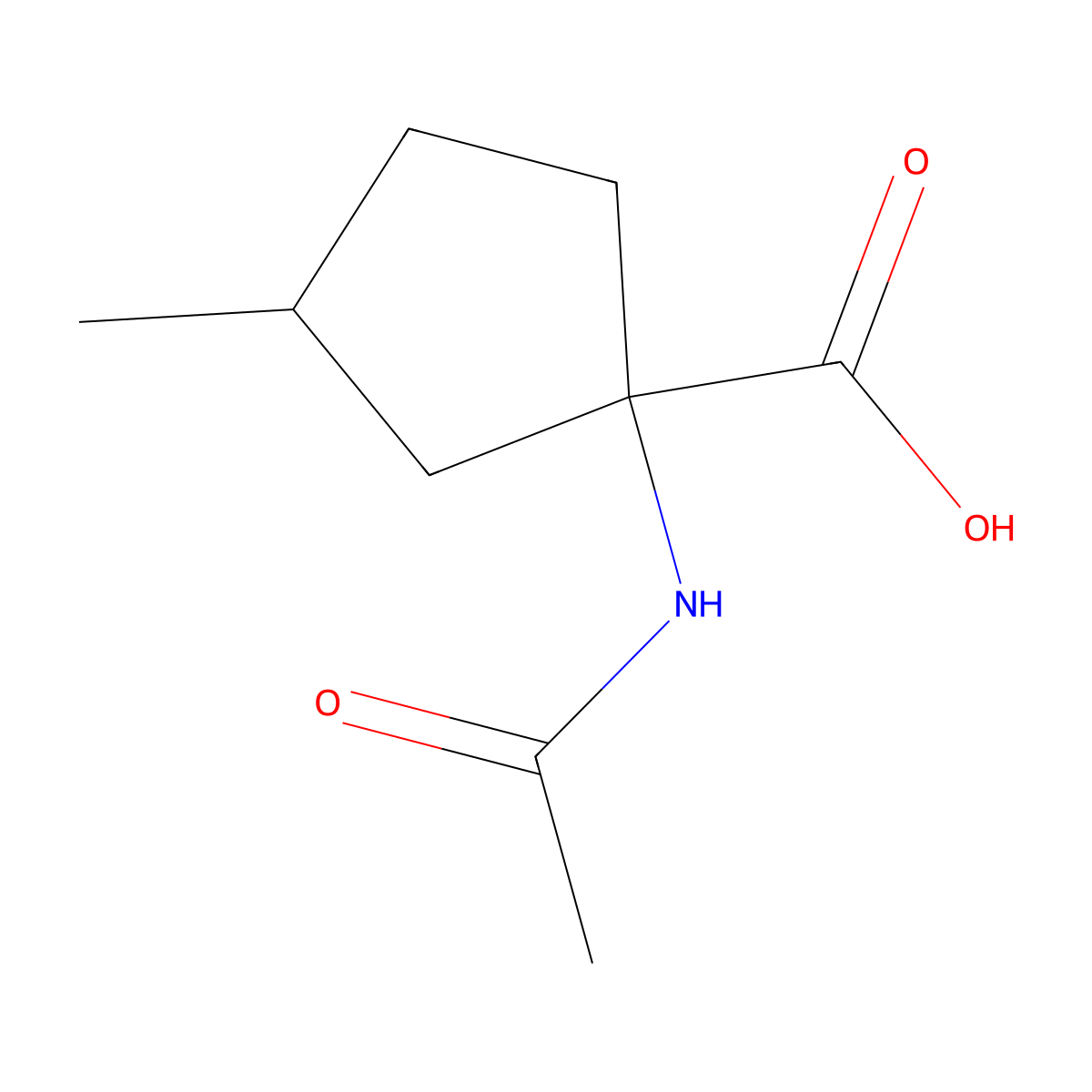 1-Acetamido-3-methylcyclopentane-1-carboxylic acid molecular structure, CAS 1339607-30-5