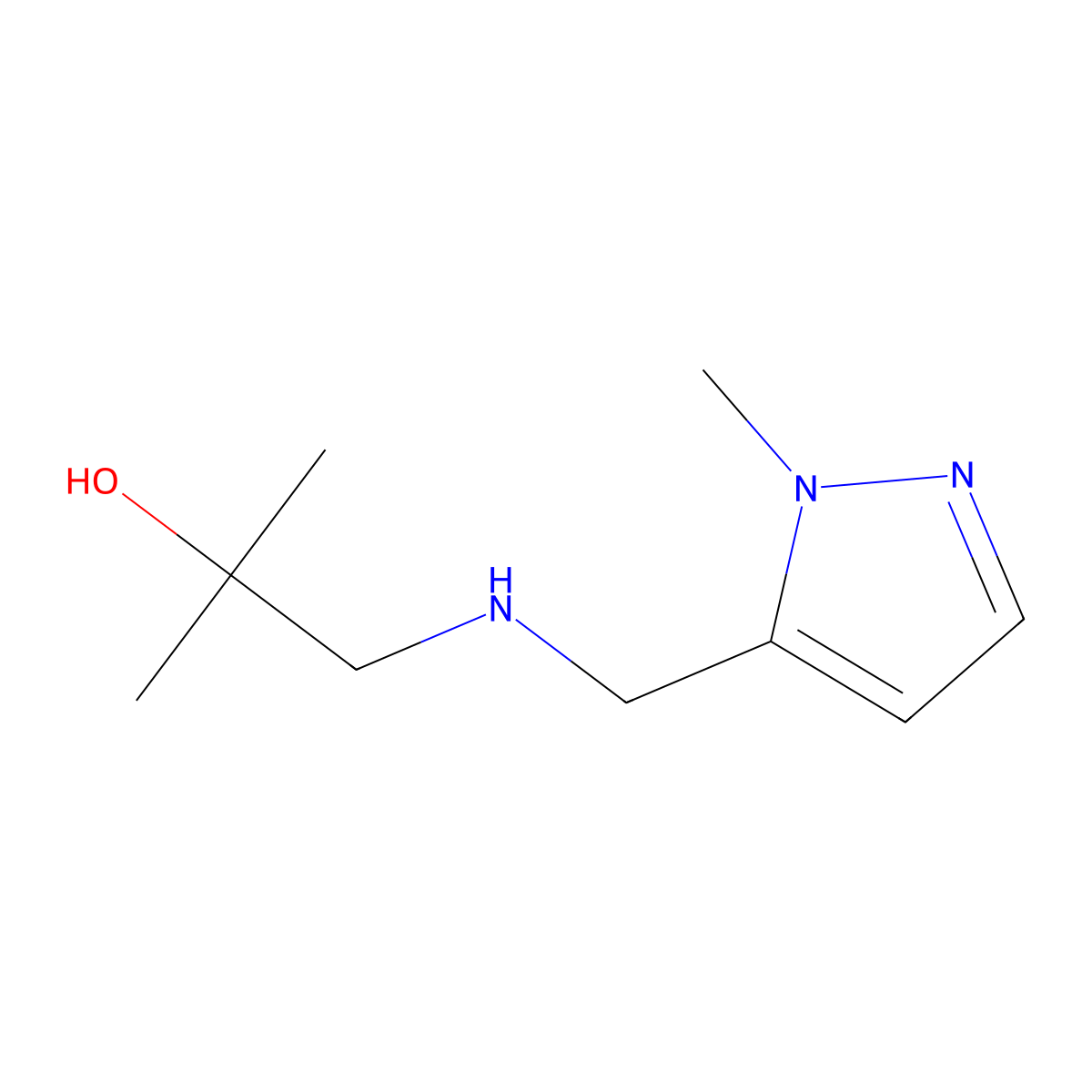 2-Methyl-1-{[(1-methyl-1H-pyrazol-5-yl)methyl]amino}propan-2-ol molecular structure, CAS 1339608-60-4