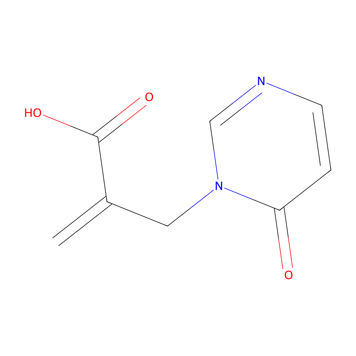 2-[(6-Oxo-1,6-dihydropyrimidin-1-yl)methyl]prop-2-enoic acid molecular structure, CAS 1339609-49-2