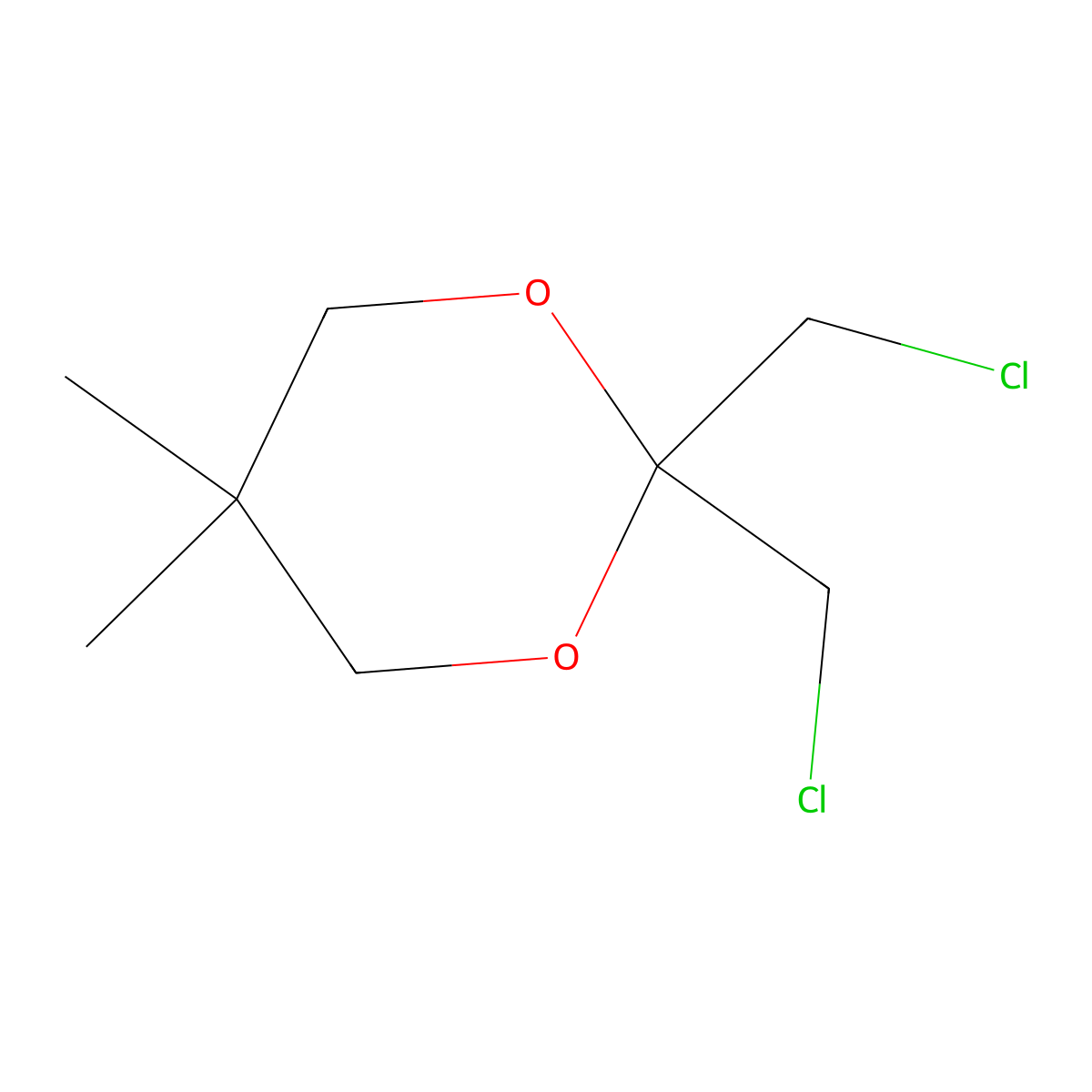 2,2-Bis(chloromethyl)-5,5-dimethyl-1,3-dioxane molecular structure, CAS 133961-12-3