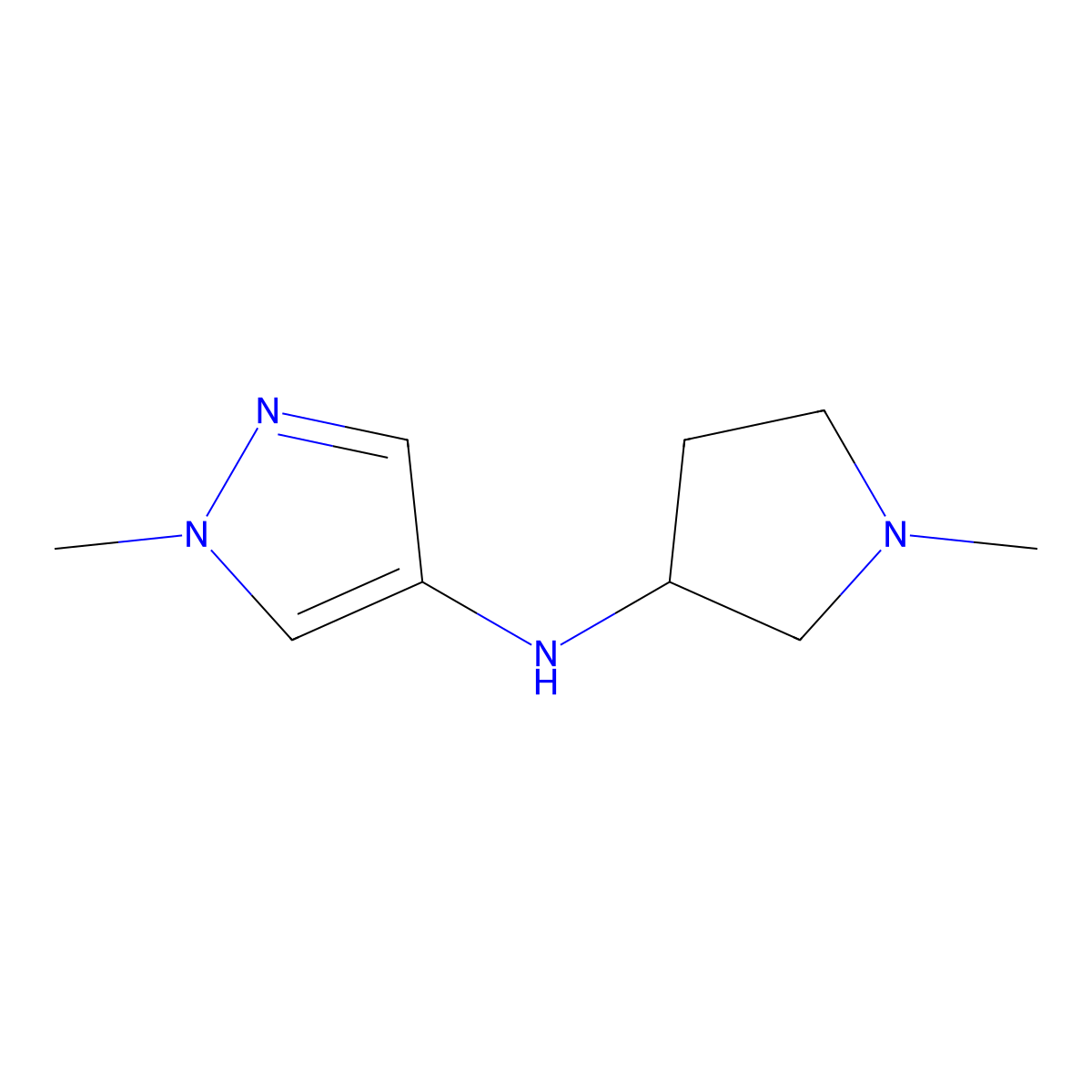 1-Methyl-N-(1-methyl-3-pyrrolidinyl)-1H-pyrazol-4-amine molecular structure, CAS 1339610-75-1