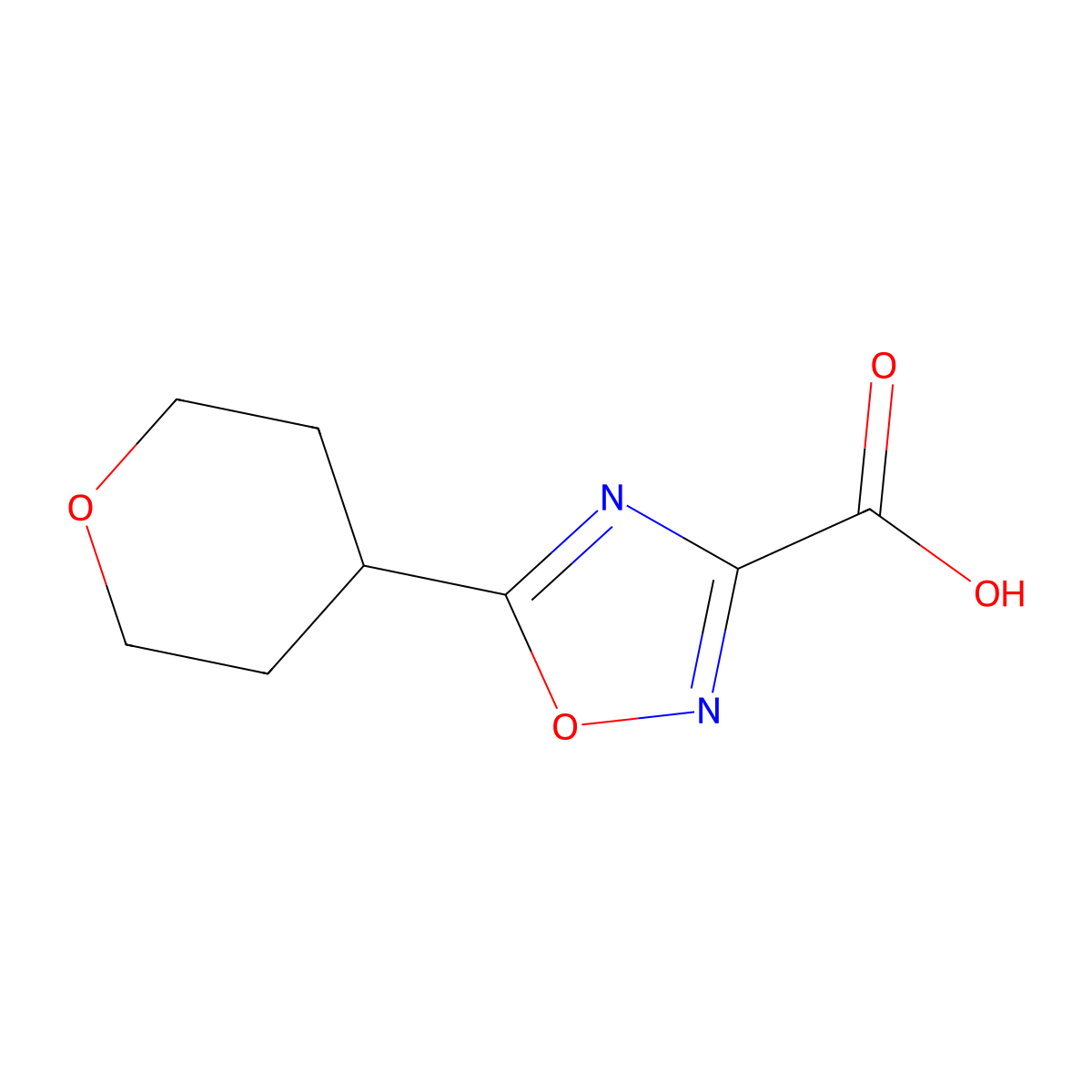 5-(Oxan-4-yl)-1,2,4-oxadiazole-3-carboxylic acid molecular structure, CAS 1339612-02-0