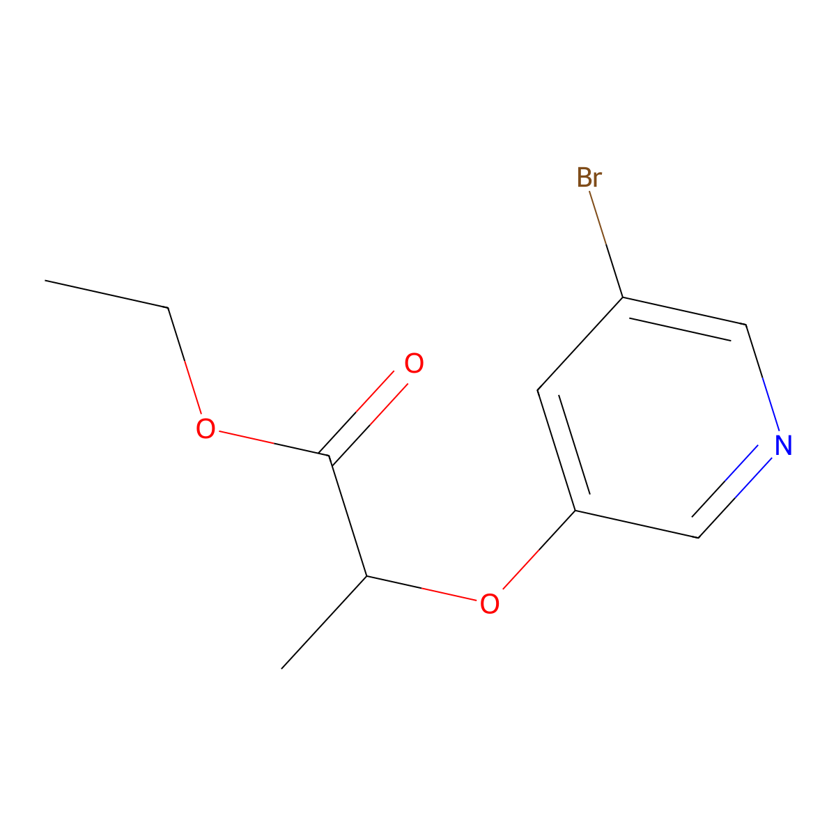 Ethyl 2-[(5-bromopyridin-3-yl)oxy]propanoate molecular structure, CAS 1339616-02-2