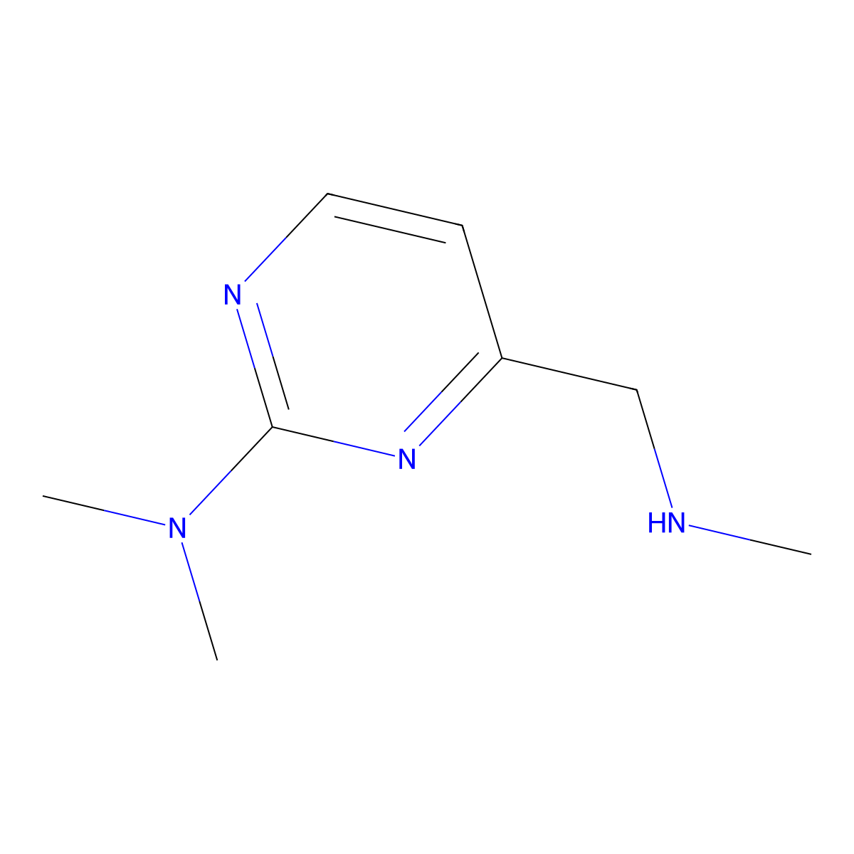 N,N-dimethyl-4-((methylamino)methyl)pyrimidin-2-amine molecular structure, CAS 1339619-31-6
