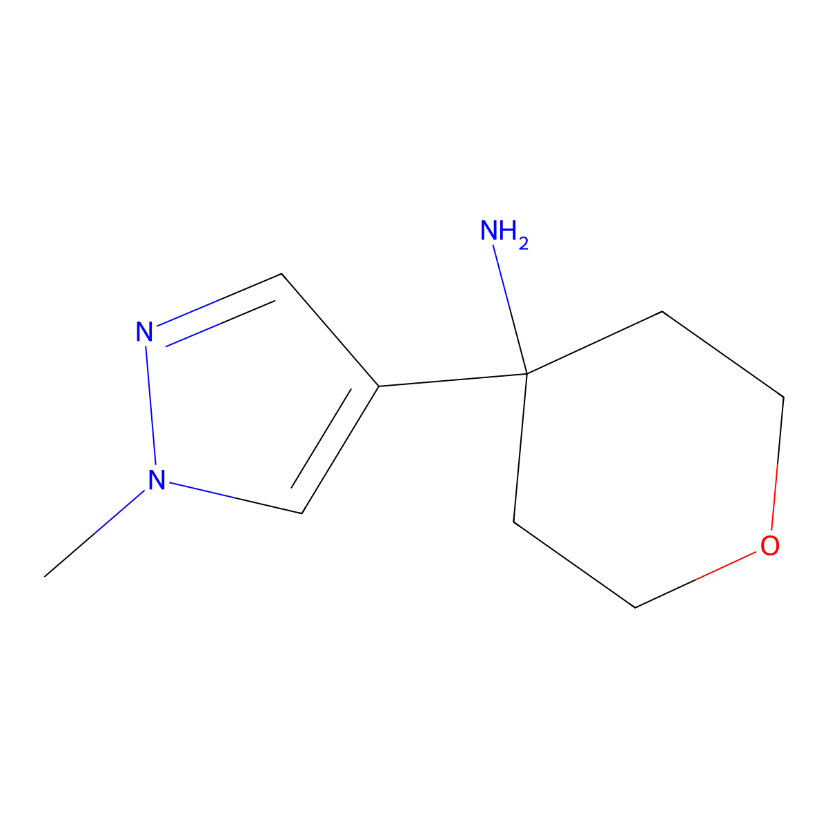 4-(1-Methyl-1H-pyrazol-4-yl)tetrahydro-2H-pyran-4-amine molecular structure, CAS 1339621-92-9