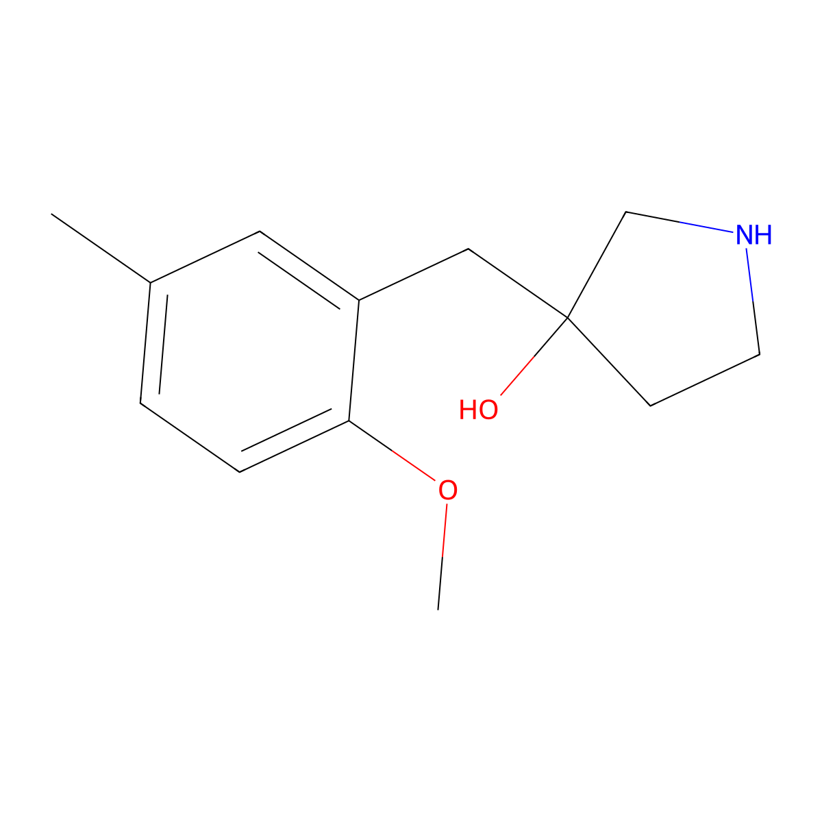 3-(2-Methoxy-5-methylbenzyl)pyrrolidin-3-ol molecular structure, CAS 1339623-53-8