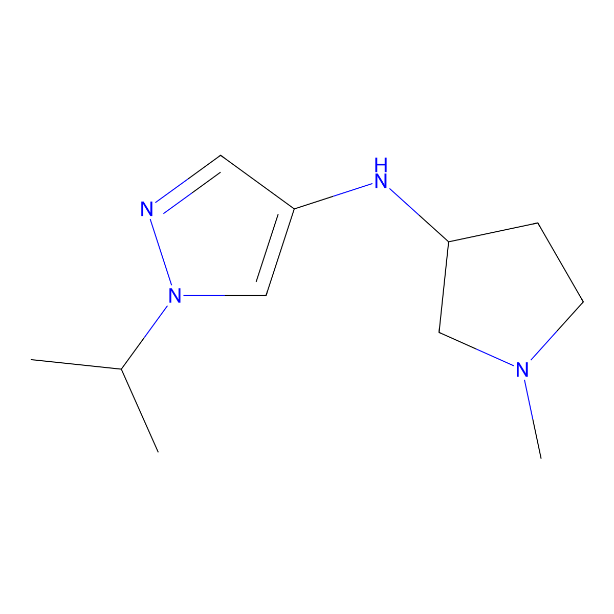 1-Isopropyl-N-(1-methylpyrrolidin-3-yl)-1H-pyrazol-4-amine molecular structure, CAS 1339624-46-2