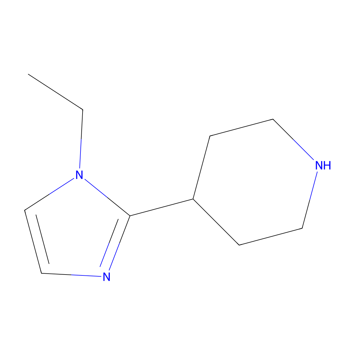 4-(1-ethyl-1H-imidazol-2-yl)piperidine molecular structure, CAS 1339625-10-3