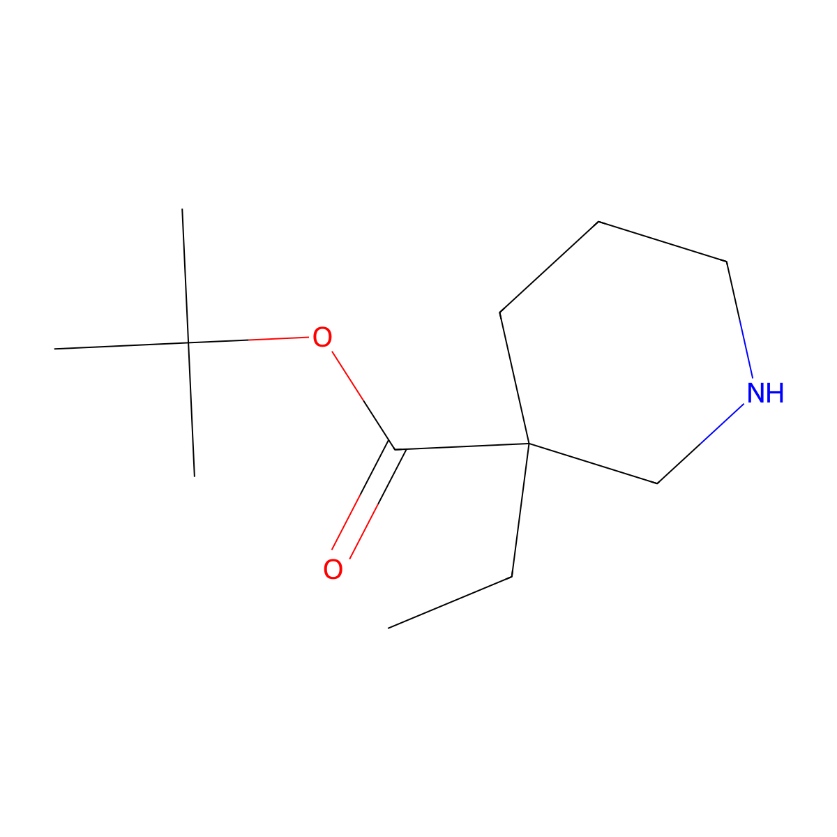 Tert-butyl 3-ethylpiperidine-3-carboxylate molecular structure, CAS 1339626-73-1