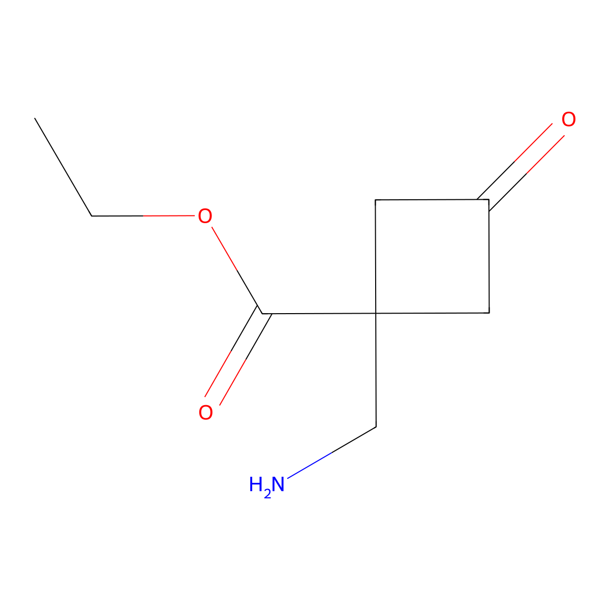Ethyl 1-(aminomethyl)-3-oxocyclobutane-1-carboxylate molecular structure, CAS 1339626-96-8