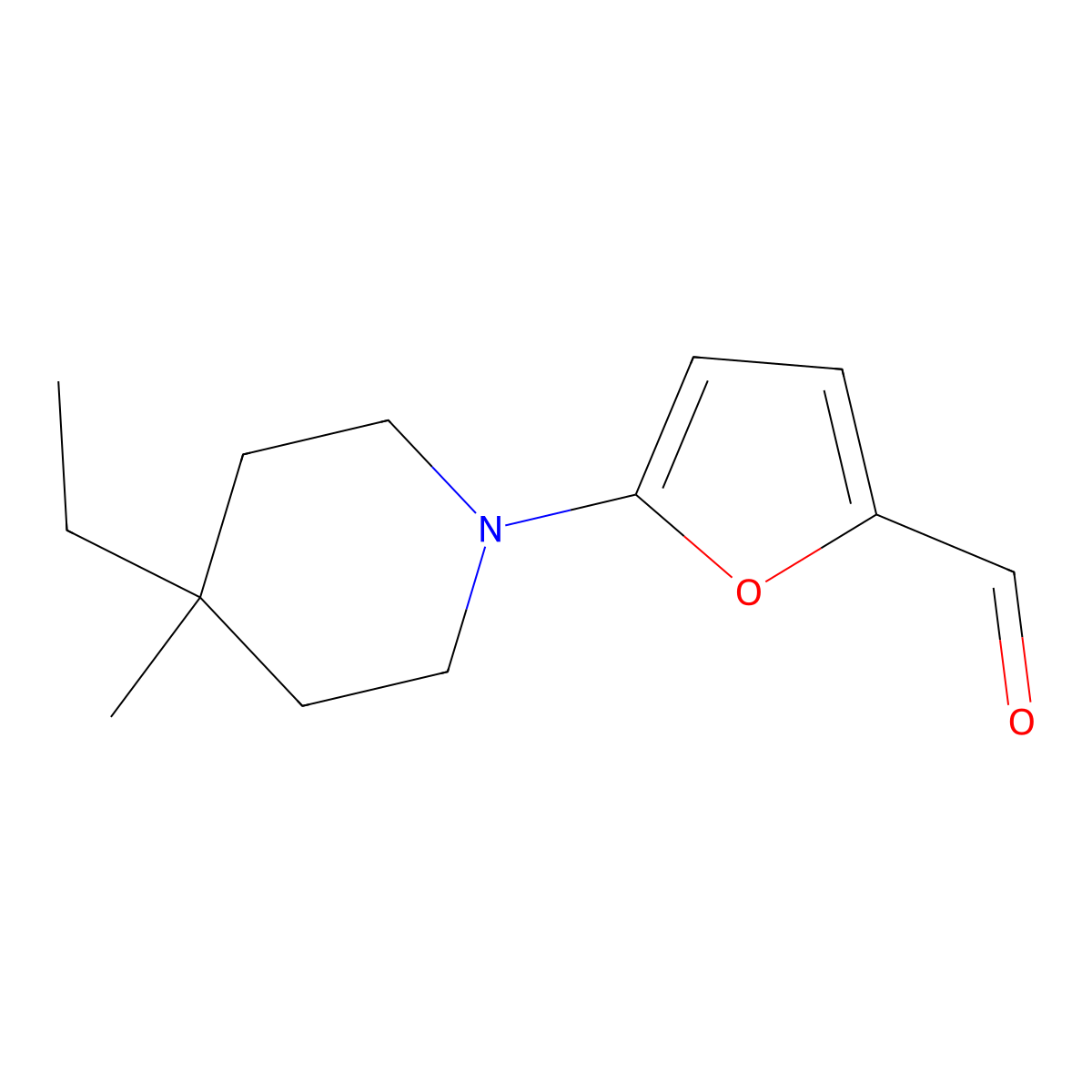 5-(4-Ethyl-4-methylpiperidin-1-yl)furan-2-carbaldehyde molecular structure, CAS 1339632-14-2