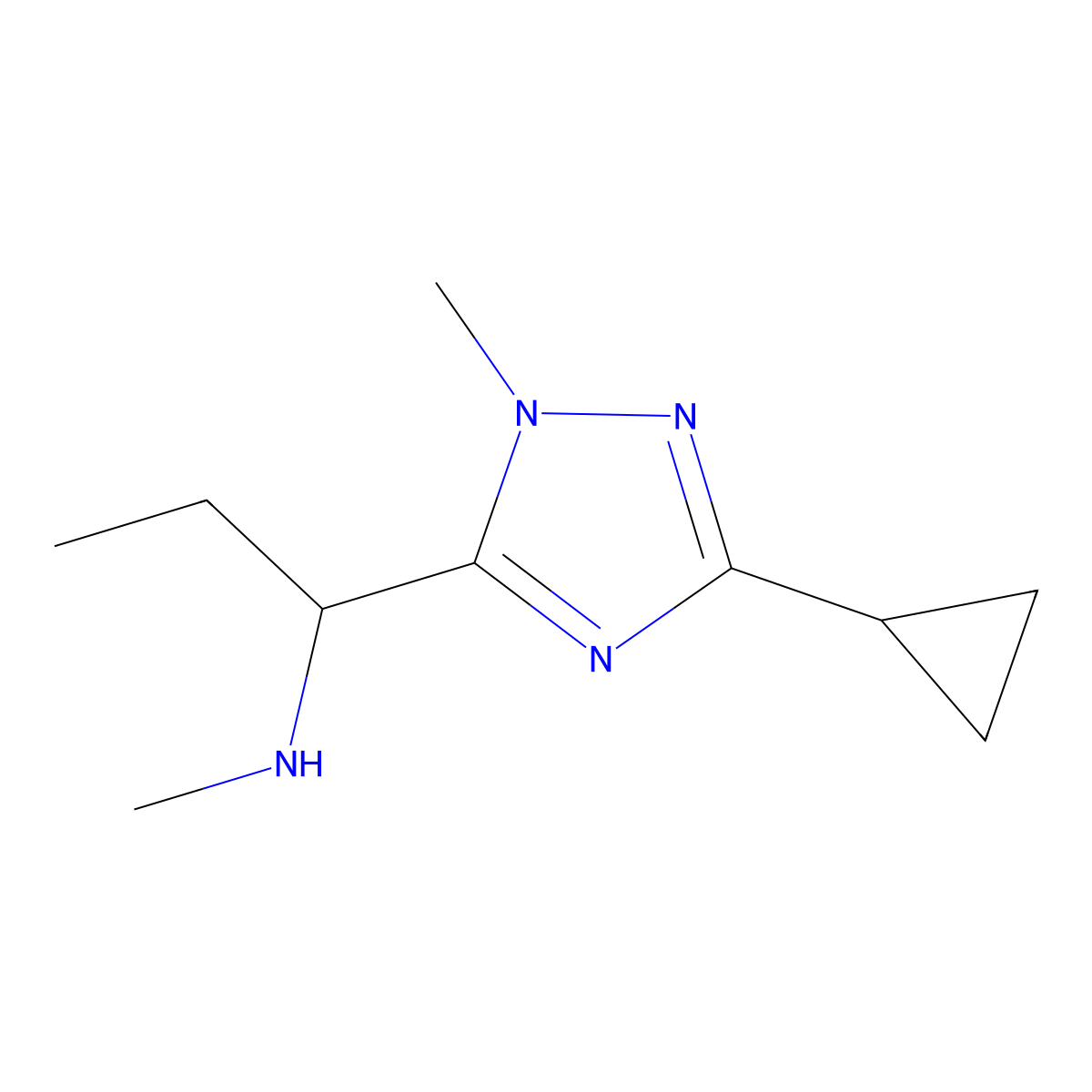 1-(3-Cyclopropyl-1-methyl-1h-1,2,4-triazol-5-yl)-N-methylpropan-1-amine molecular structure, CAS 1339634-69-3
