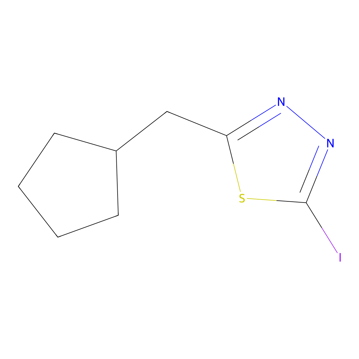 2-(Cyclopentylmethyl)-5-iodo-1,3,4-thiadiazole molecular structure, CAS 1339636-04-2