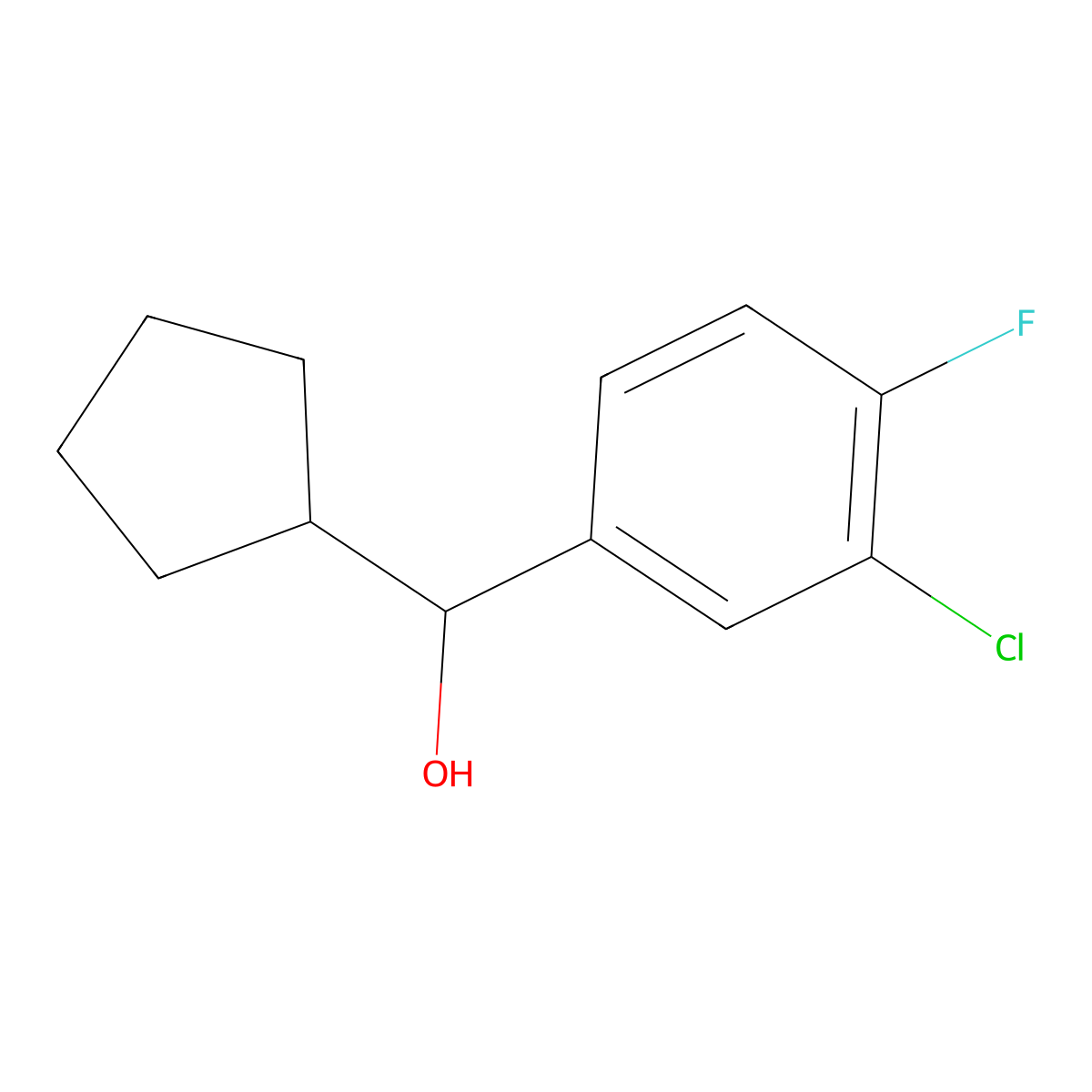 Cyclopentyl (3-chloro-4-fluorophenyl)methanol molecular structure, CAS 1339640-22-0