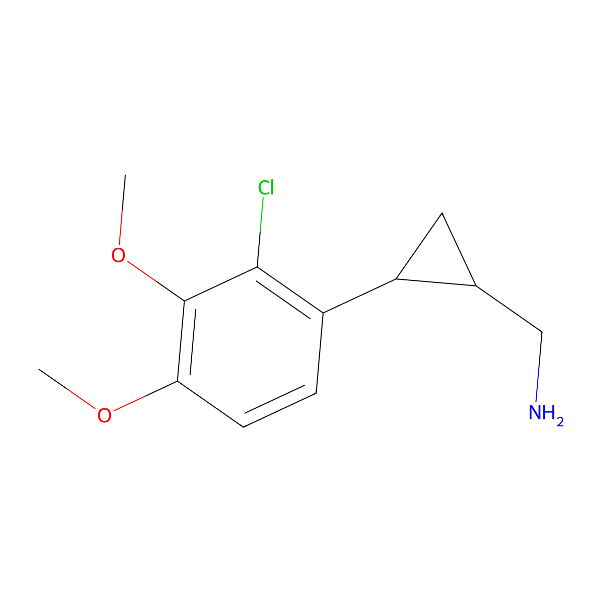 [2-(2-Chloro-3,4-dimethoxyphenyl)cyclopropyl]methanamine molecular structure, CAS 1339642-00-0