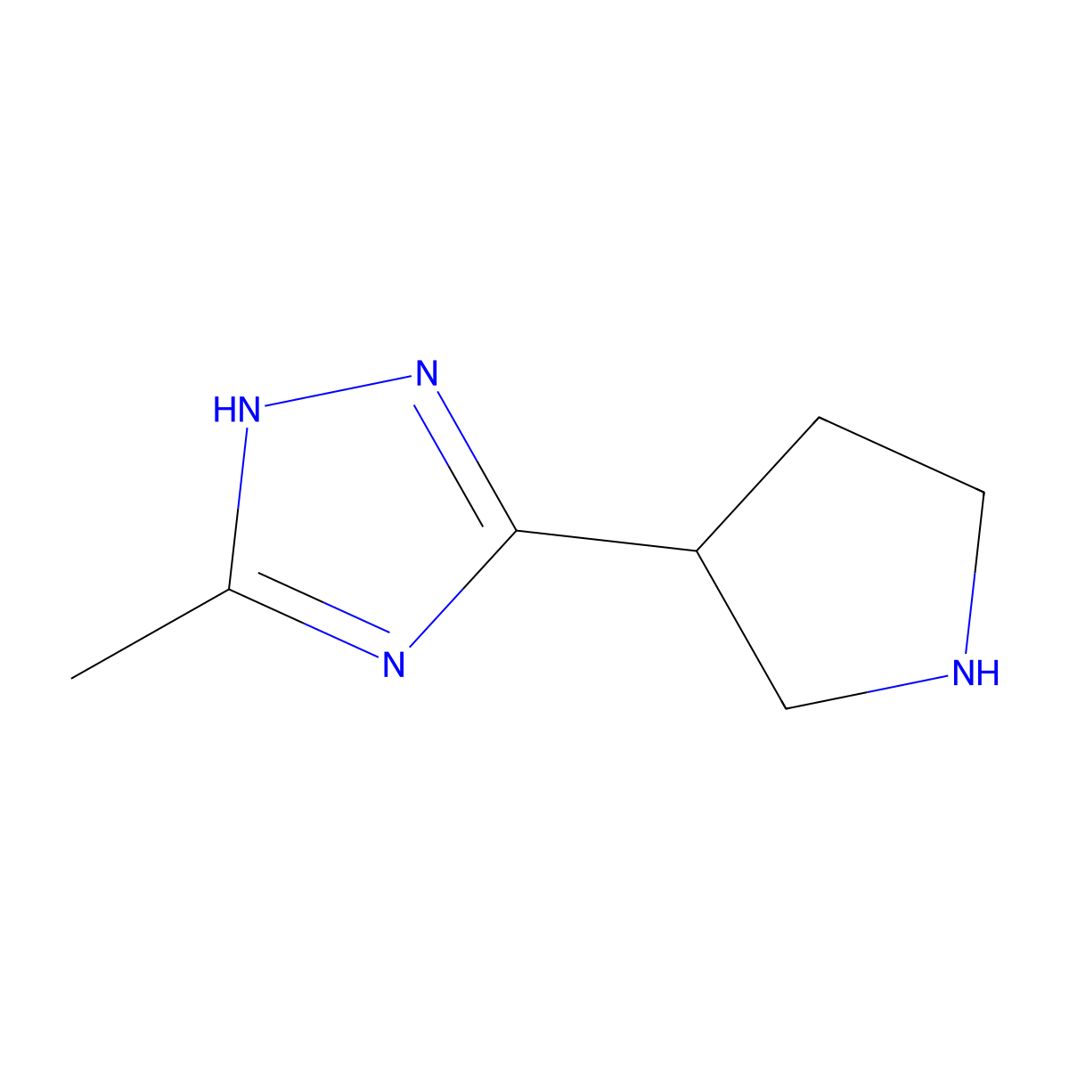 5-methyl-3-(pyrrolidin-3-yl)-1H-1,2,4-triazole molecular structure, CAS 1339642-90-8