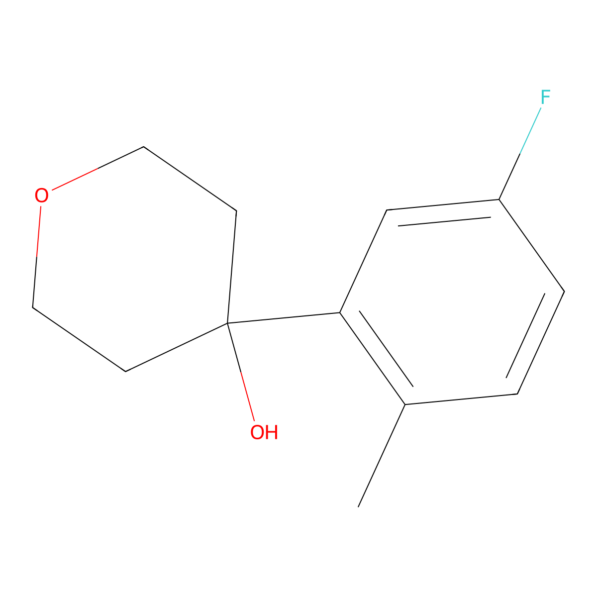 4-(5-fluoro-2-methylphenyl)tetrahydro-2H-pyran-4-ol molecular structure, CAS 1339644-26-6