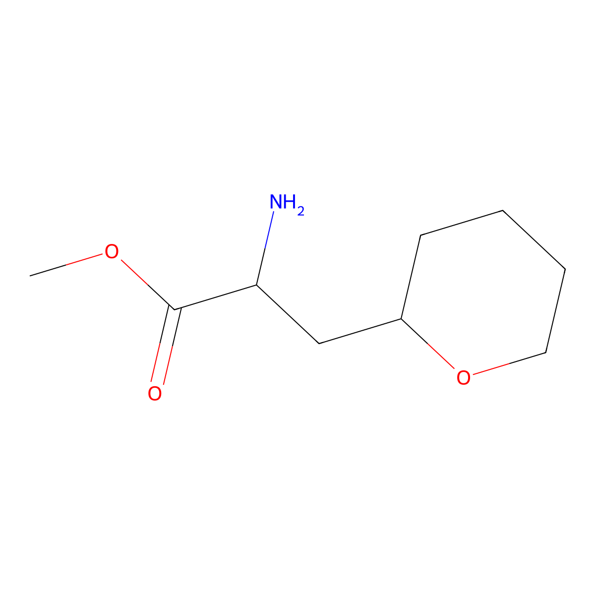 Methyl 2-amino-3-(oxan-2-yl)propanoate molecular structure, CAS 1339645-42-9