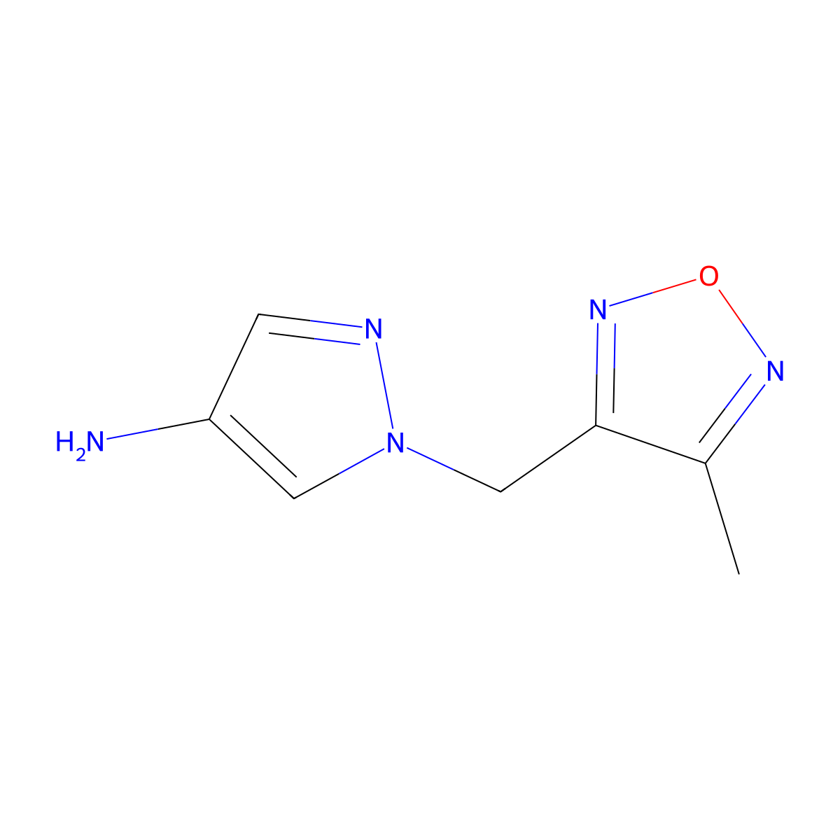1-[(4-methyl-1,2,5-oxadiazol-3-yl)methyl]-1H-pyrazol-4-amine molecular structure, CAS 1339646-60-4