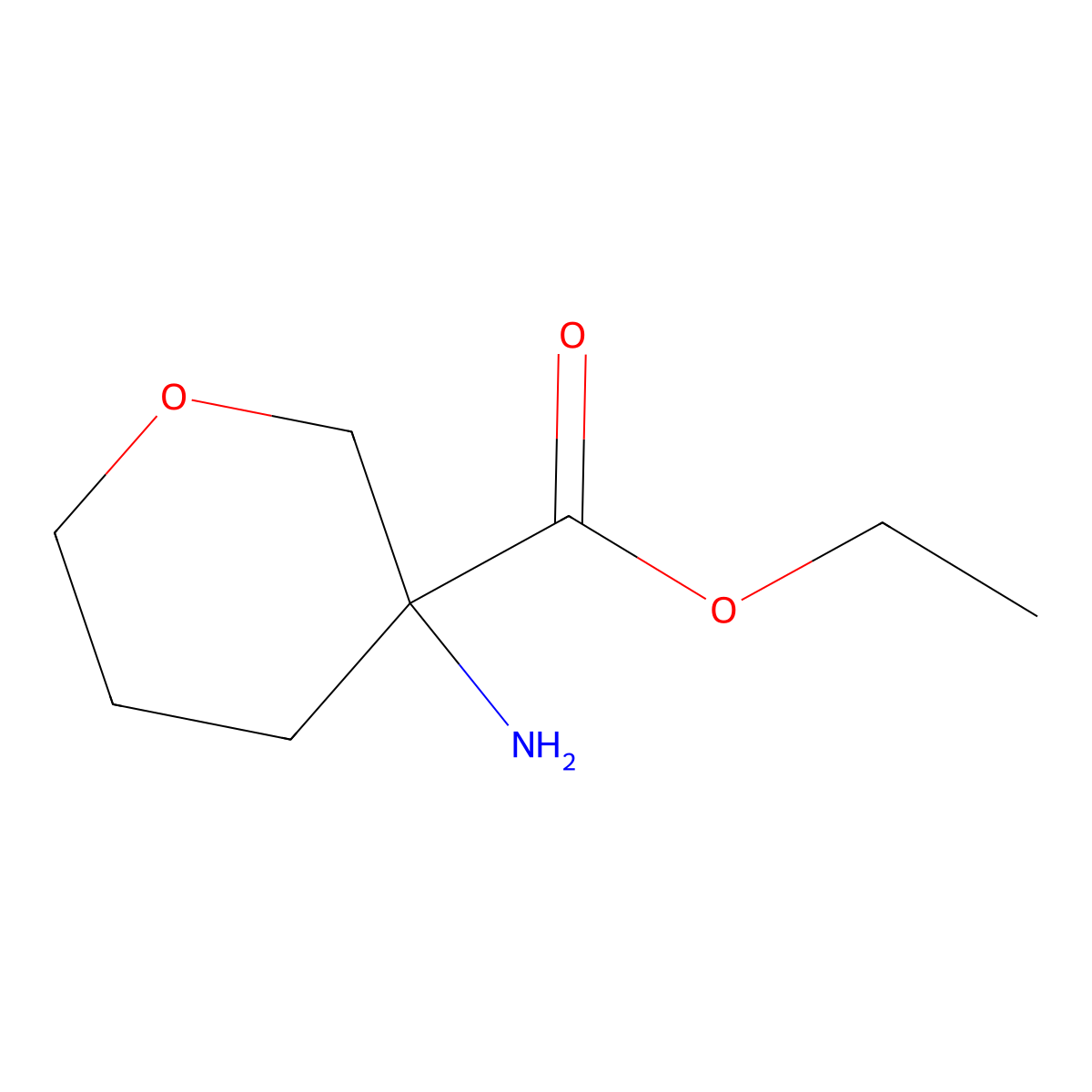 Ethyl 3-aminooxane-3-carboxylate molecular structure, CAS 1339647-39-0